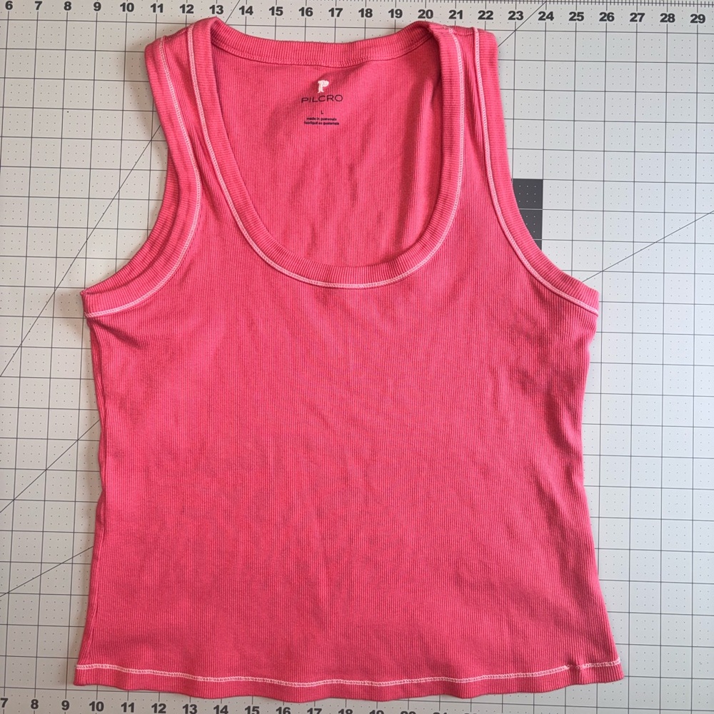 Pilcro Pink Ribbed Scoop Neck Tank Top